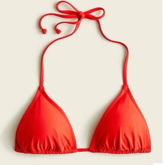 J. Crew Bright Red Perfect String Bikini Bikini Top 3X Swimsuit Resortwear Vacay - Picture 1 of 9
